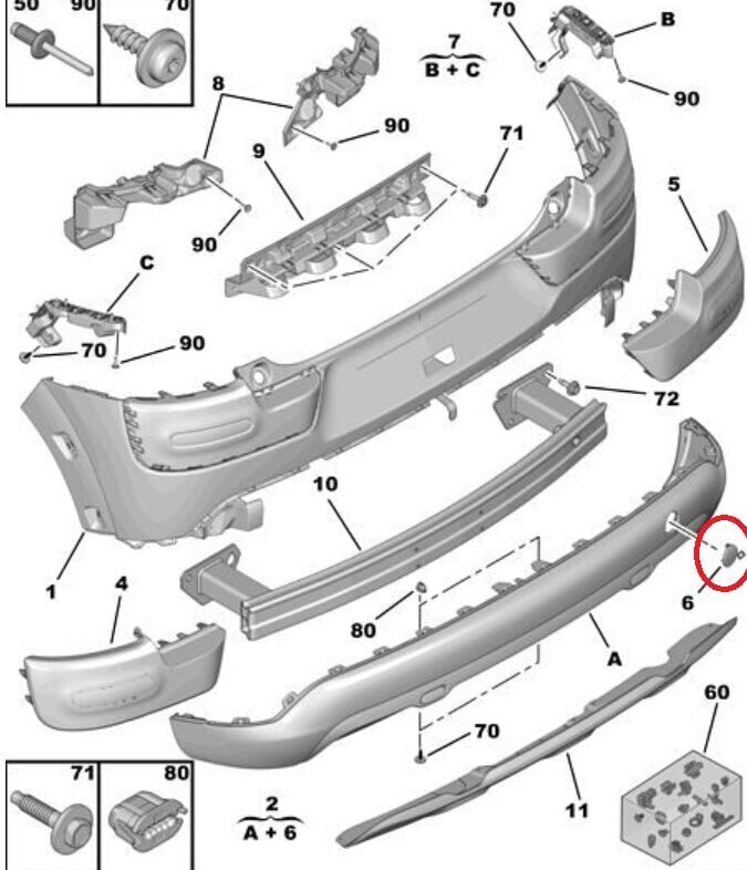 Citroen Cactus (2014-2018) Arka Tampon Çeki Demir Kapağı (Siyah) (Orijinal)