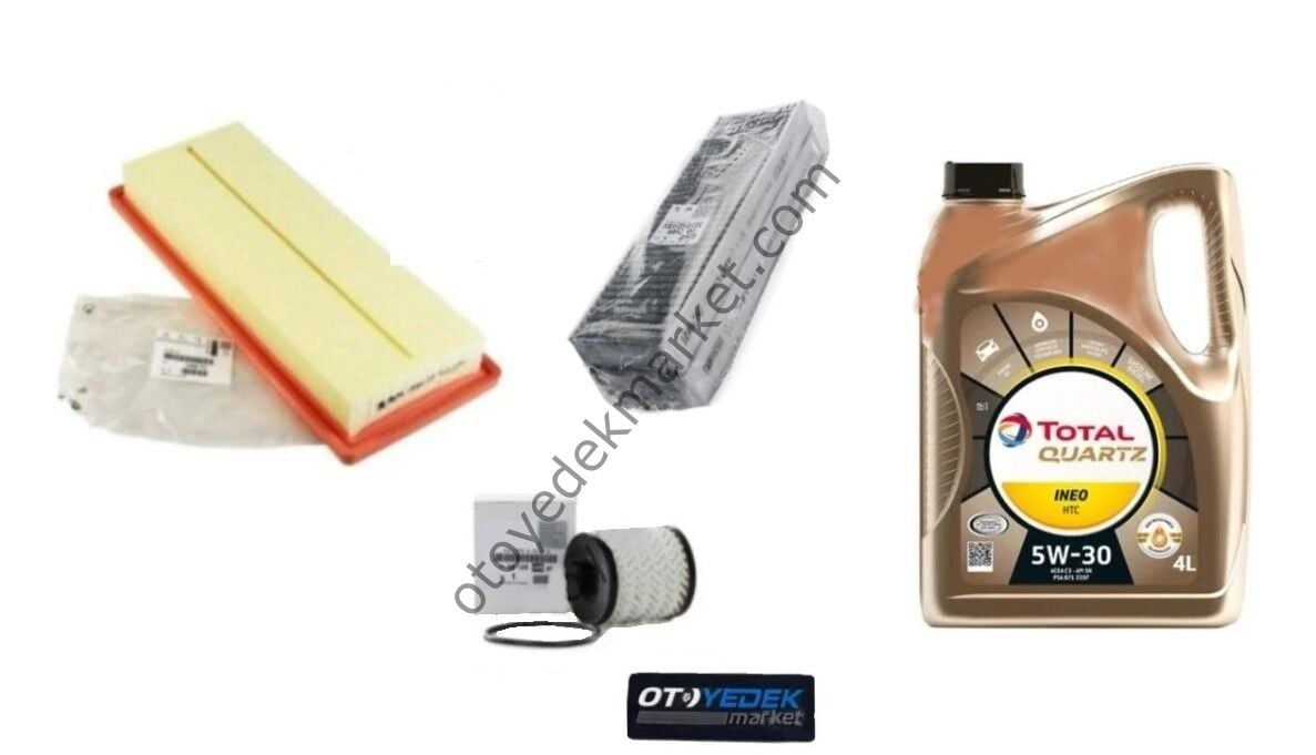 Citroen C5 Aircross (2019-2024) 1.6 PureTech Benzinli Filtre Bakım Seti +5w30 HTC Yağ (Orijinal)