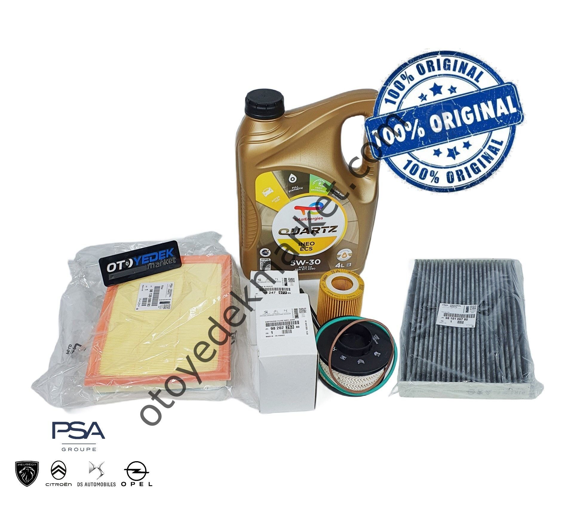 Citroen C3 Aircross (2019-2022) 1.5 Dizel Karbon Polenli Filtre Bakım Seti + 5w30 Yağ (Orijinal)