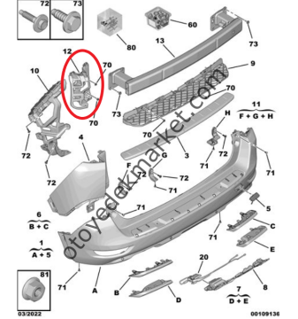 Peugeot 5008 (2017-2023) Arka Tampon Sol Bağlantı Ayağı (Orijinal)