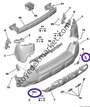 Citroen C3 Aircross (2017-2024) Arka Tampon Sensör Bağlantı Ayağı (Orijinal)