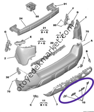 Citroen C3 Aircross (2017-2024) Arka Tampon Park Sensörü Bağlantı Ayağı (Orijinal)