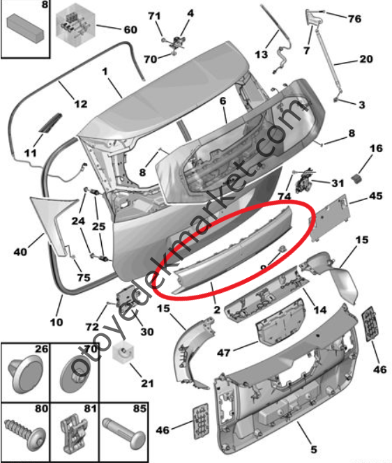 Peugeot 5008 (2017-2023) Bagaj Kapağı Bandı (Orijinal)