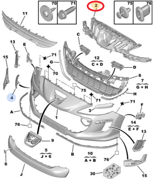 PEUGEOT 308 (2008-2013) ÖN TAMPON ÜST PANJURU (ORJINAL)