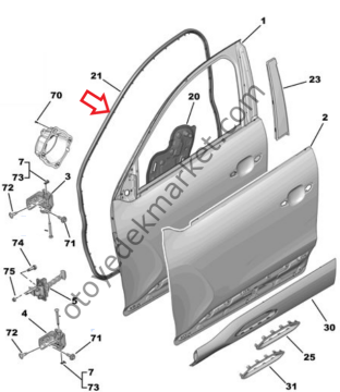 Citroen C4 (2021-2024) Sol Ön Kapı Lastik Fitili (Orijinal)