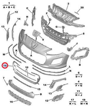 PEUGEOT 308 (2012-2013) ÖN TAMPON ÇEVRE ÇITASI (İTHAL)