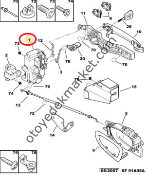PEUGEOT 307 (2002-2009) ÖN KAPI KİLİDİ SOL (ORJİNAL)