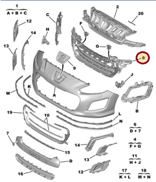 Peugeot 308 (2014-2018) Ön Tampon Izgarası (Phira)