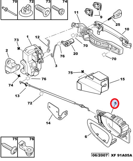 PEUGEOT 307 ÖN KAPI İÇ AÇMA KOLU SAĞ
