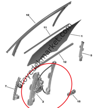 Citroen C4 (2021-2024) Sol Ön Kapı Cam Kriko Mekanizması (Orijinal)