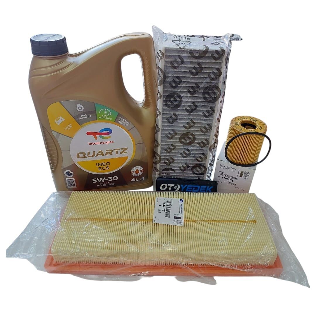 Peugeot 3008 (2016-2025) 1.6 PureTech Benzinli Filtre Bakım Seti + 5w30 Motor Yağ (Orijinal)