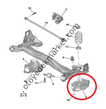 Peugeot 408 (2023-2025) Arka Dingil / Travers Sol Bakalit Plastik Muhafaza Kapağı (Orijinal)
