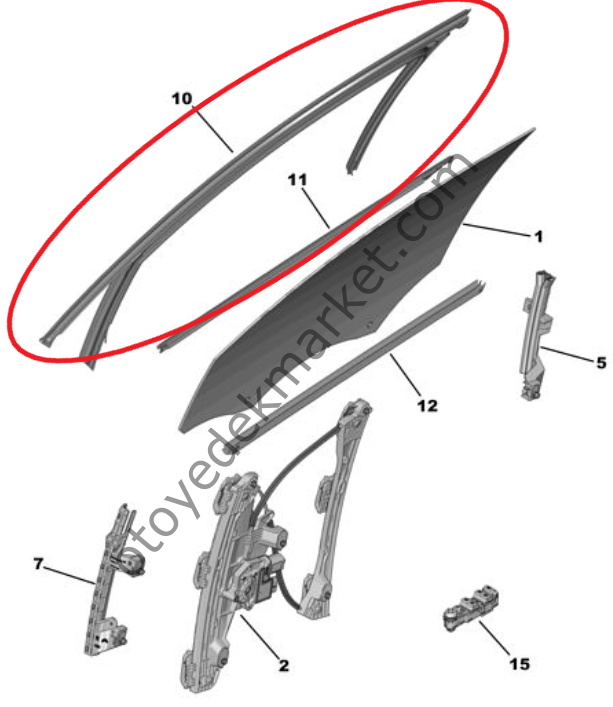 Citroen C4 (2021-2024) Sol Ön Kapı Cam Çerçeve Oluk Fitili (Orijinal)