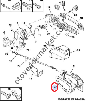 PEUGEOT 307 ÖN KAPI İÇ AÇMA KOL ÇERÇEVESİ SOL