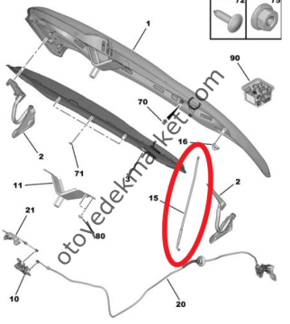 Citroen C3 Aircross (2017-2024) Motor Kaput Tutma Destek Demir Çubuğu (Orijinal)