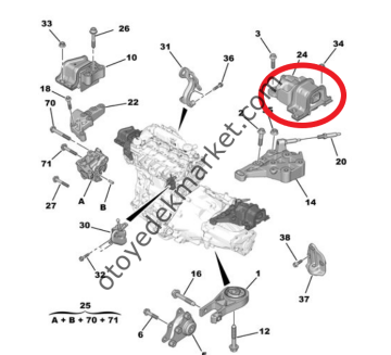 Citroen Jumper (2015-2023) 2.0 Hdi Sol Motor Kulağı (Orijinal)