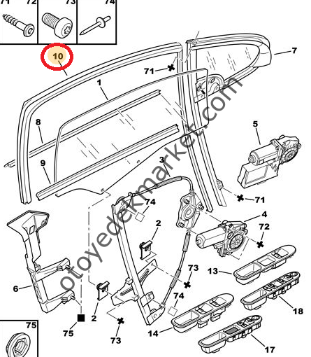PEUGEOT 307 ÖN SOL CAM ÇEVRE FİTİLİ (ORJİNAL)