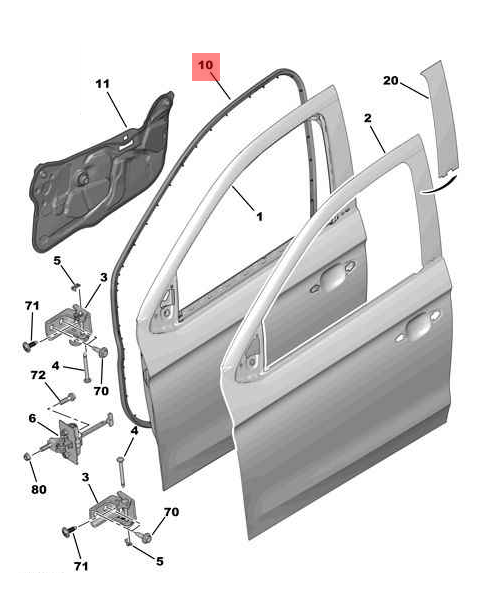 Citroen C-Elysee (2012-2024) Sağ Ön Kapı Fitili (Orijinal)