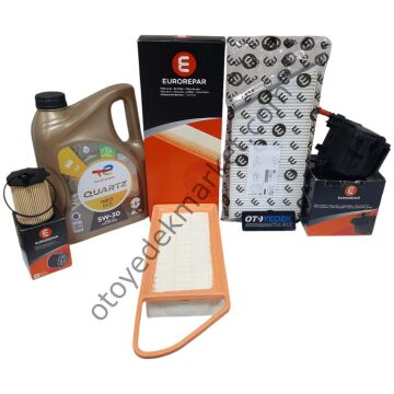 Peugeot 206 (2003-2011) 1.4 Hdı Filtre Seti (Orijinal Eurorepar) Ve 5w30 Motor Yağ