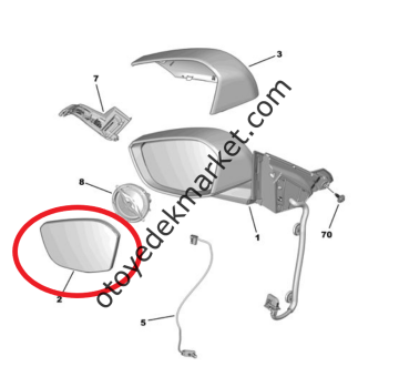 Citroen C4 (2021-2025) Sağ Dikiz Aynası Camı (Orijinal)