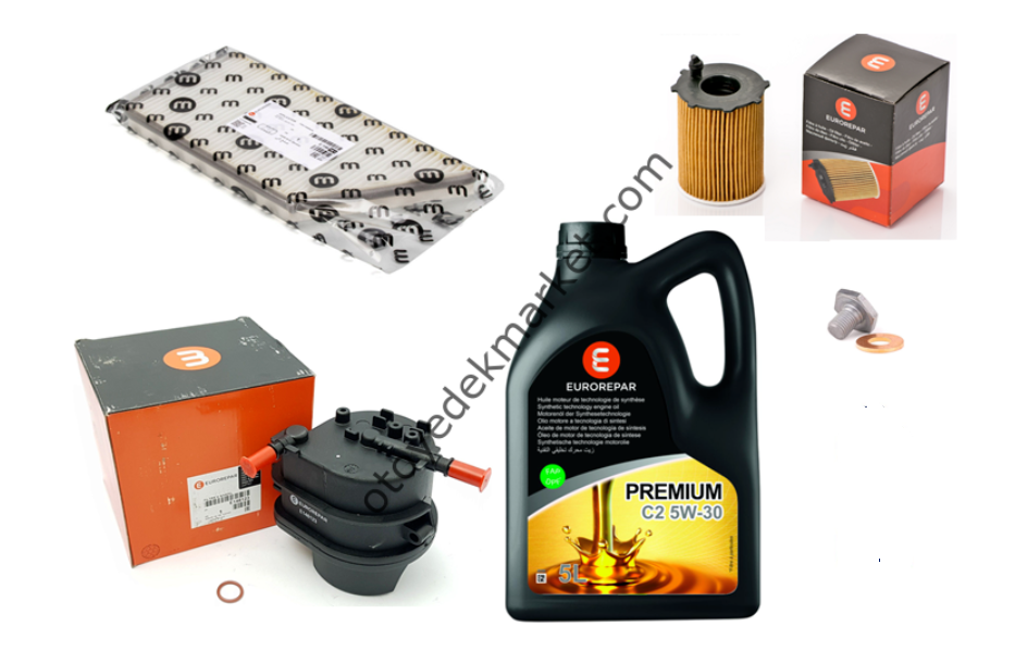 Peugeot 206 (2002-2012) 1.4 Hdı Filtre Seti Ve 5w30 Motor Yağ (Orjinal Eurorepar)