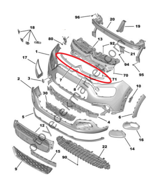Citroen C3 (2020-2024) Ön Citroen Amblem Çıtası (Üst) (Orijinal)