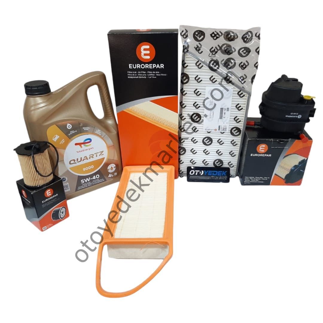 Peugeot 206 (2003-2011) 1.4 Hdı Filtre Seti + 5W40 Yağ (Orijinal Eurorepar)