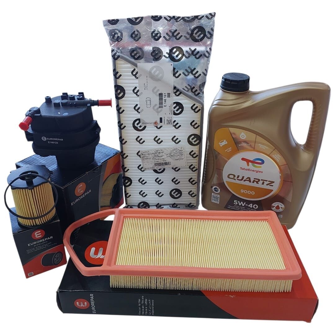 Peugeot 206 (2003-2011) 1.4 Hdı Filtre Seti Ve 5W40 Motor Yağ (Orijinal Eurorepar)