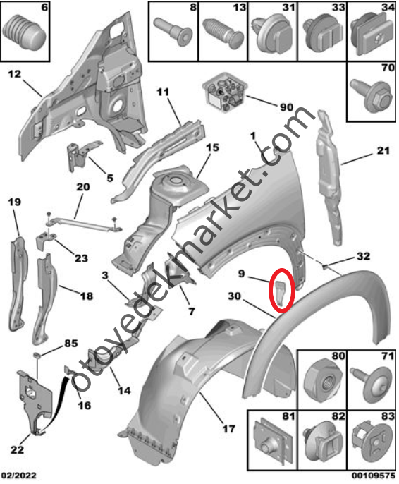 Citroen C3 Aircross (2017-2024) Sol Ön Çamurluk Dodik Bakaliti Bağlantısı (Orijinal)
