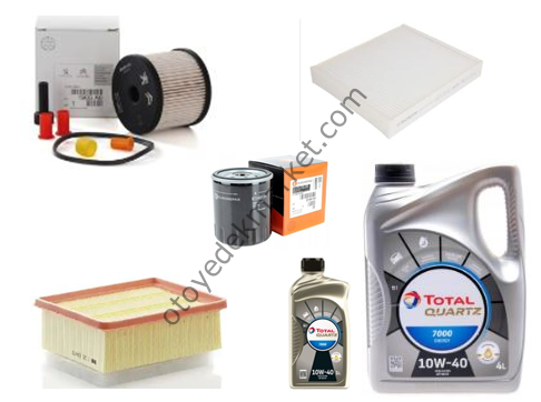 Citroen Berlingo (2003-2008) 2.0 HDI  Filtre Bakım Seti+10w40 Yağ (Orijinal Eurorepar)