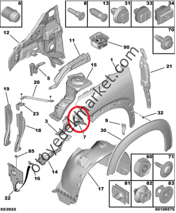 Citroen C3 Aircross (2017-2024) Sol Ön Çamurluk Bağlantısı (Orijinal)