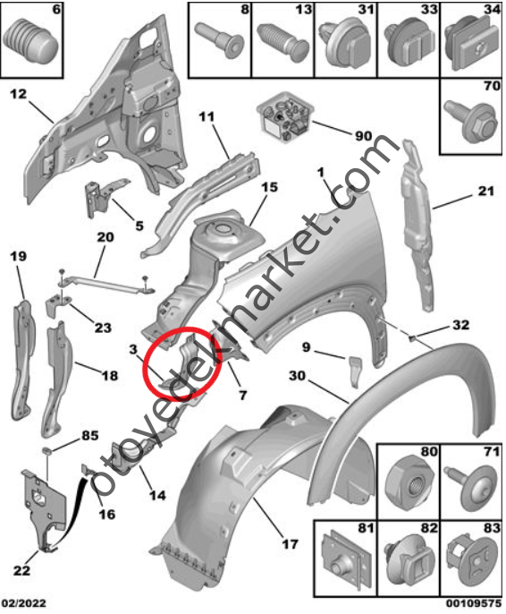 Citroen C3 Aircross (2017-2024) Sol Ön Çamurluk Bağlantısı (Orijinal)