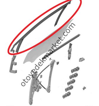 Peugeot 5008 (2017-2023) Sol Ön Kapı Cam Çerçeve Oluk Fitil Lastiği (Orijinal)