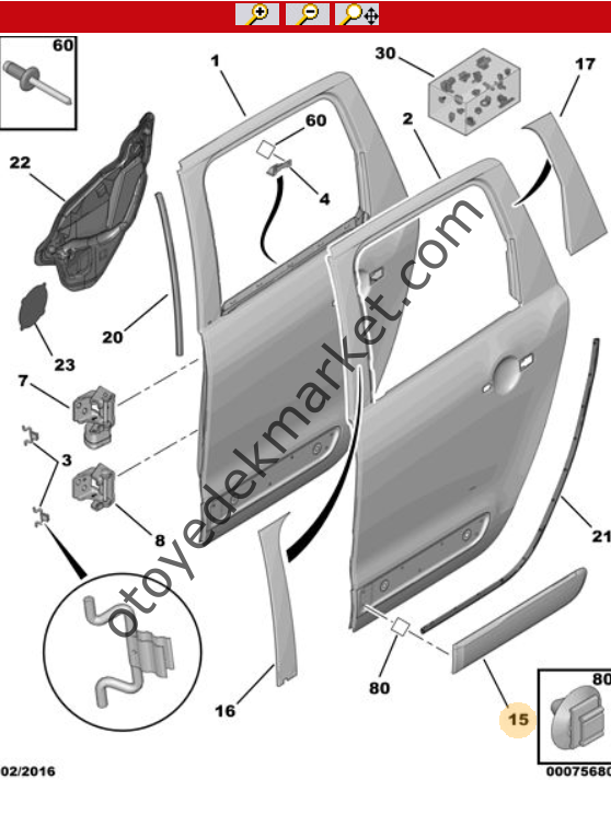 Citroen C3 (2010-2016) Sağ Arka Kapı Çıtası (Orijinal)