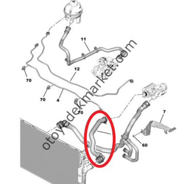 Peugeot 308 (2018-2021) 1.5 Dizel Su Radyatör Giriş Hortumu (Orijinal)