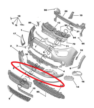 Citroen C3 (2017-2024) Ön Tampon Alt Spoyler Plastiği (Orijinal)