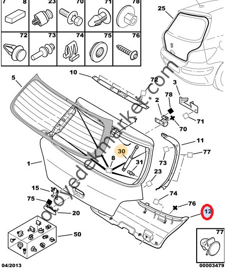 PEUGEOT 307 BAGAJ KAPAK İÇ KAPLAMA  (ORJİNAL)