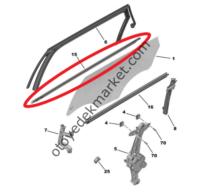 Peugeot 5008 (2017-2023) Sağ Arka Kapı Camı Dış Sıyırıcı Fitili (Orijinal)