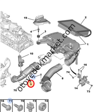 PEUGEOT 308 (2011-2014) 1,6 HDİ EURO 5 HAVA FİLTRE HORTUMU (ORİJİNAL)