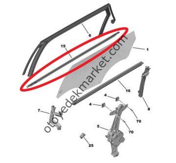 Peugeot 5008 (2017-2023) Sol Arka Kapı Camı Dış Sıyırıcı Fitili (Orijinal)