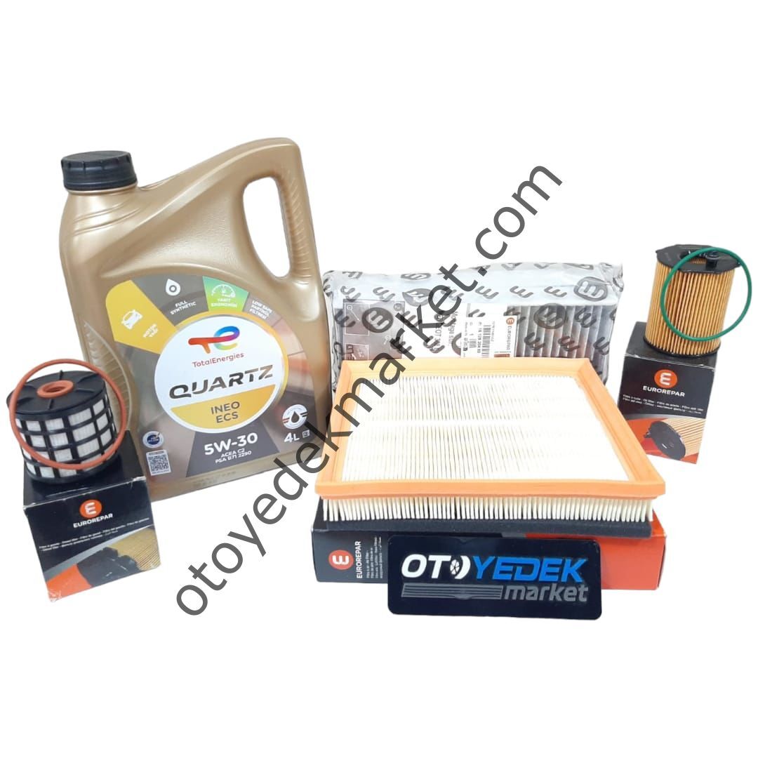 Peugeot 308 (2015-2018) 1.6 Hdi Euro6 120Hp Filtre Bakım Seti Ve 5W30 Yağ (Orijinal Eureropar)