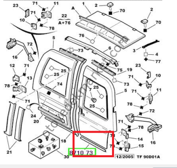 Citroen Berlingo (1998-2008) Sağ Bagaj Kapak Fitili (Orijinal)