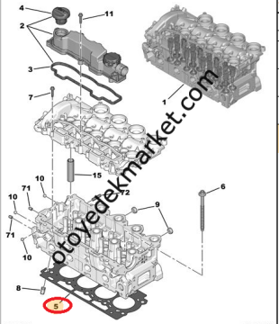 Citroen C4 (2004-2011) 1.6 Hdi 16v 5 çentik 1.45 mm Silindir Kapak Contası (Orijinal)