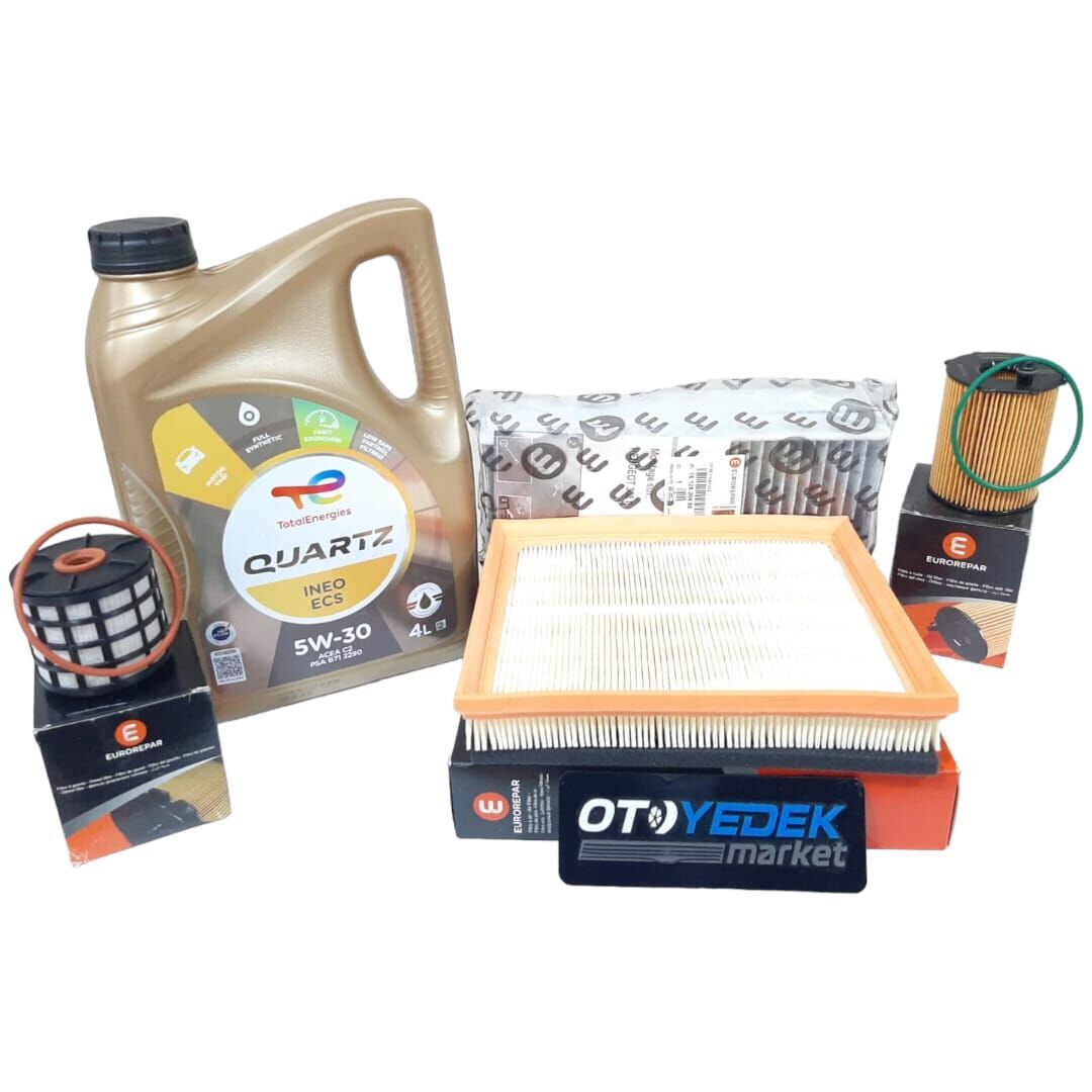 Peugeot 208 (2016-2018) 1.6 Hdi Euro6 Filtre Bakım Seti 5w30 Yağ (Orijinal Eureopar)