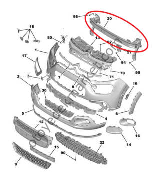 Citroen C3 (2017-2024) Ön Tampon Demiri (Orijinal)
