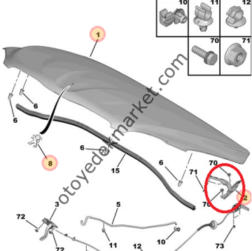 PEUGEOT 301 (2012-2018) SOL MOTOR KAPUTU MENTEŞESİ