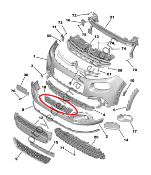 Citroen C3 (2017-2020) Ön Tampon Alt Kapak Plastiği (Orijinal)