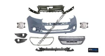 Peugeot 208 (2016-2020) Dolu Ön Tampon (Ön Tampon,Tampon Izgaraları,Nikelaj,Sis Çerçeve,Sis Farı) (İthal)