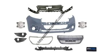 Peugeot 208 (2016-2020) Dolu Ön Tampon (Ön Tampon,Tampon Izgaraları,Nikelaj,Sis Çerçeve,Sis Farı) (İthal)