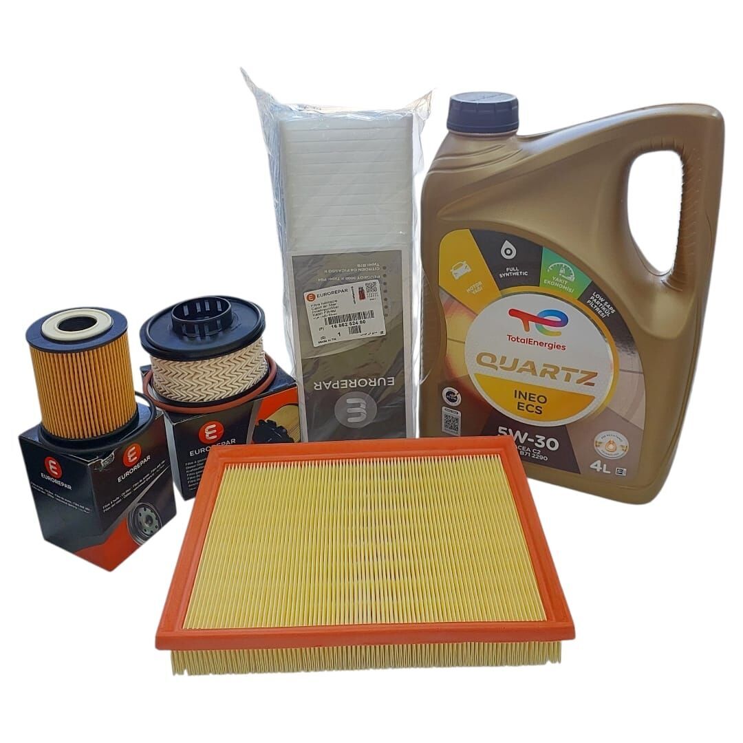 Citroen C5 Aircross (2019-2024) 1.5 Blue Hdi Filtre Bakım Seti Ve 5w30 Motor Yağ (Orijinal Eurorepar)